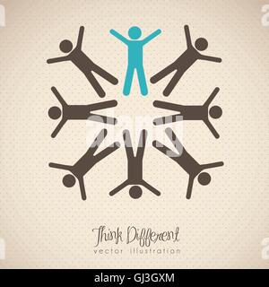 Illustrazione delle icone di persone il lavoro di squadra e di pensare in modo diverso vettore Illustrazione Vettoriale