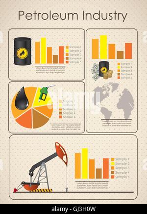 Infographics illustrazione delle icone di petrolio illustrazione vettoriale Illustrazione Vettoriale