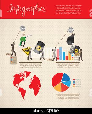 Infographics illustrazione delle icone di petrolio con persone icone v Illustrazione Vettoriale