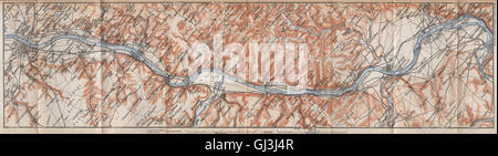 Reno/RHEIN. Bonn-Bad Godesberg-Remagen-Andernach-Neuwied-Koblenz, 1896 Mappa Foto Stock