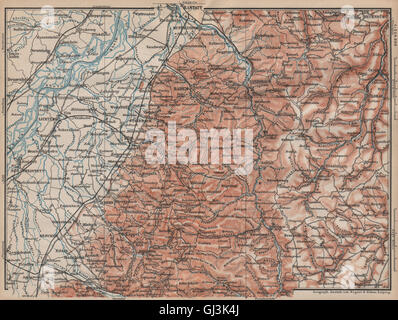 NORDSCHWARZWALD. Foresta Nera settentrionale. Baden-Baden Wildbad. Germania, 1892 Mappa Foto Stock