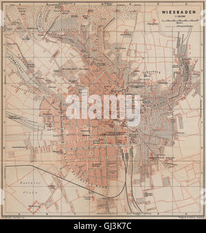 WIESBADEN città antica città stadtplan. Hessen karte. BAEDEKER, 1903 mappa vecchia Foto Stock