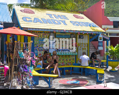 dh Philipsburg il negozio di caramelle ST MAARTEN CARAIBI Free wifi turistico coppia di messaggi su iphones hotspot negozi mercato hotspot Foto Stock