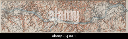 Reno/RHEIN. Bonn-Bad Godesberg-Remagen-Andernach-Neuwied-Koblenz, 1906 Mappa Foto Stock