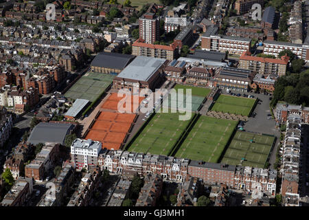 Vista aerea del Queens Club campi da tennis nella zona ovest di Londra, Regno Unito Foto Stock