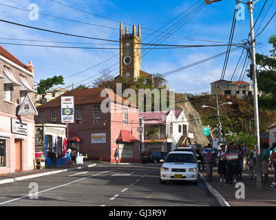 dh St George GRENADA CARIBBEAN Street scena città edifici chiesa Foto Stock