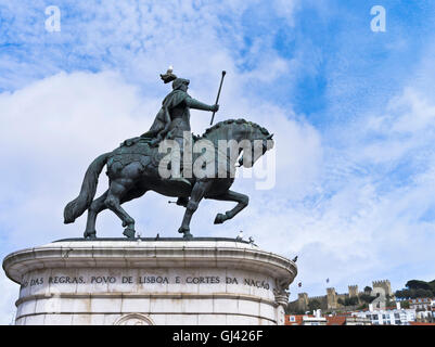 Dh Praça da Figueira LISBONA PORTOGALLO Statua di re Giovanni statua re Dom Joao ho Foto Stock