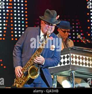 Cropredy, UK. 11 Agosto, 2016. Immagine :Fairports Convenzione Cropredy Festival 2016: Follia headline sul palco principale il giovedì sera. Data 11/08/2016 Ref: Credito: charlie bryan/Alamy Live News Foto Stock