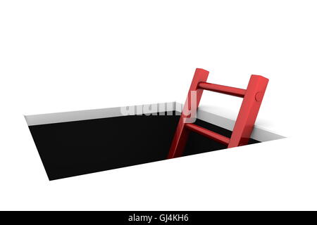 Salita fuori del foro - rosso lucido scaletta Foto Stock