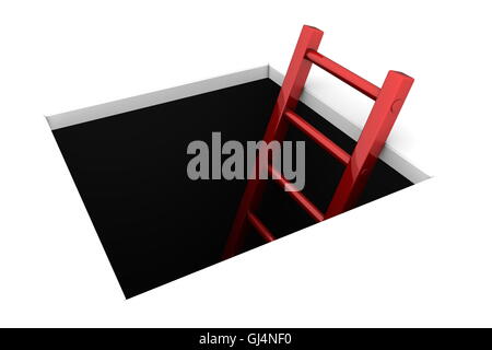 Salita fuori del foro - rosso lucido scaletta Foto Stock