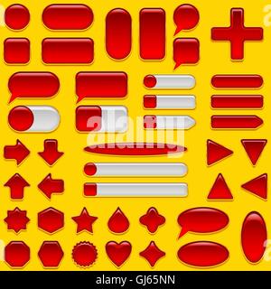 Vetro rosso i pulsanti impostati Illustrazione Vettoriale