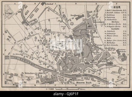 COIRE / Chur. Chur. town city stadtplan. La Svizzera Suisse Schweiz, 1897 Mappa Foto Stock