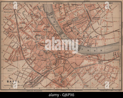 Basilea Basilea. Basilea. town city stadtplan. La Svizzera Suisse Schweiz, 1899 Mappa Foto Stock