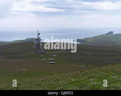 dh FAIR ISLE SHETLAND Scottish microonde antenna torre palo piatto telecom aerea dell'isola remota scozia Foto Stock