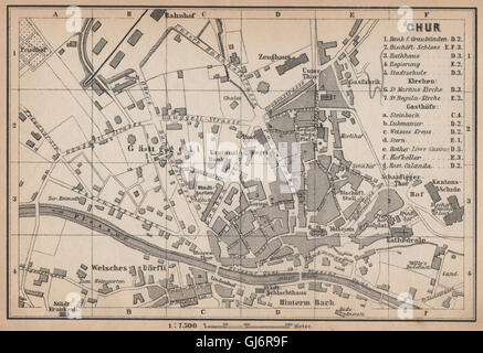 COIRE / Chur. Chur. town city stadtplan. La Svizzera Suisse Schweiz, 1899 Mappa Foto Stock