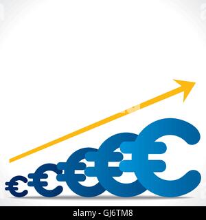 Aumentare la crescita concetto grafico , o aumento di euro grafico vettoriale di sfondo Illustrazione Vettoriale