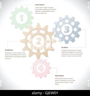 Una infografica modello con ruote dentate Illustrazione Vettoriale