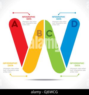 Alfabeto creativo W info-progettazione di grafica vettoriale il concetto Illustrazione Vettoriale