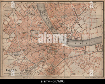 Basilea Basilea. Basilea. town city stadtplan. La Svizzera Suisse Schweiz, 1907 Mappa Foto Stock