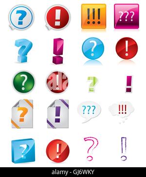 Vari e punto esclamativo Icona domanda designs Illustrazione Vettoriale