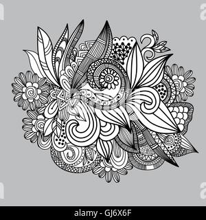 Disegnate a mano paisley pattern. Sfondo senza giunture Illustrazione Vettoriale