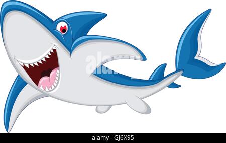 Arrabbiato shark cartoon Illustrazione Vettoriale