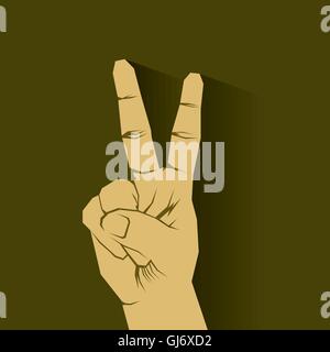 Retrò segno di vittoria vettore a mano Illustrazione Vettoriale