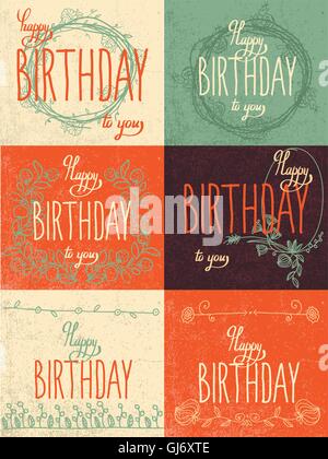 Impostare buon compleanno scritte a mano la calligrafia Illustrazione Vettoriale