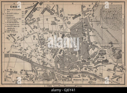 COIRE / Chur. Chur. town city stadtplan. La Svizzera Suisse Schweiz, 1907 Mappa Foto Stock