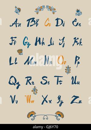 Mano bozzetto alfabeto. Font manoscritta. Illustrazione Vettoriale