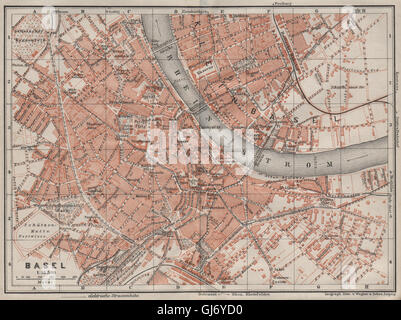 Basilea Basilea. Basilea. town city stadtplan. La Svizzera Suisse Schweiz, 1909 Mappa Foto Stock