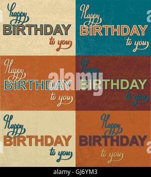 Impostare buon compleanno scritte a mano la calligrafia Illustrazione Vettoriale