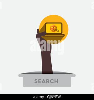Ricerca globale design icona vettore di concetto Illustrazione Vettoriale