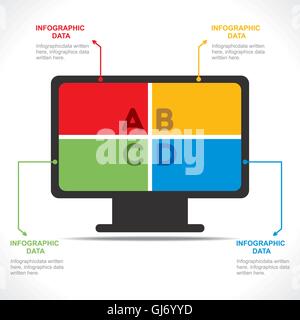 Creative info computer-grafica design concept vettore Illustrazione Vettoriale