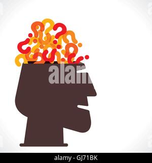 Gli uomini con la testa piena di punto interrogativo vettore di concetto Illustrazione Vettoriale