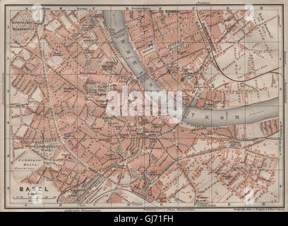 Basilea Basilea. Basilea. town city stadtplan. La Svizzera Suisse Schweiz, 1911 Mappa Foto Stock