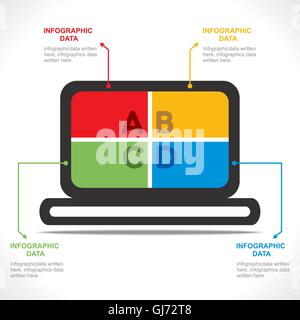 Computer portatile creative info-grafica vettoriale di design Illustrazione Vettoriale