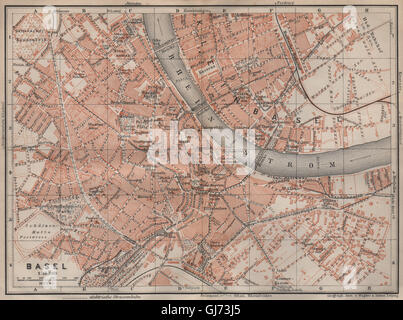 Basilea Basilea. Basilea. town city stadtplan. La Svizzera Suisse Schweiz, 1913 Mappa Foto Stock