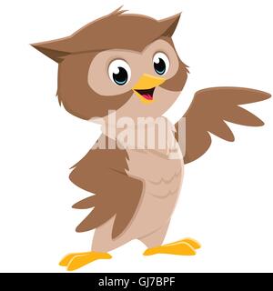 Vector cartoon illustrazione di un sorridenti owl Illustrazione Vettoriale