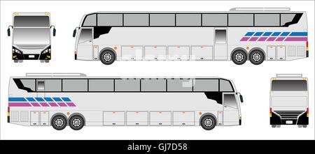 Moderni bus lungo il vettore, bus sportivo Illustrazione Vettoriale