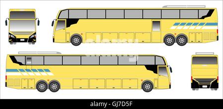 Moderni bus lungo il vettore, bus sportivo Illustrazione Vettoriale