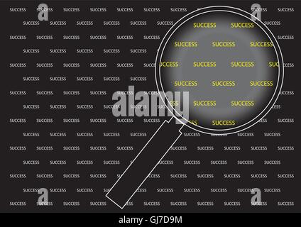 Lente di ingrandimento con successo la parola Illustrazione Vettoriale