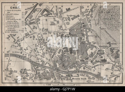 COIRE / Chur. Chur. town city stadtplan. La Svizzera Suisse Schweiz, 1922 Mappa Foto Stock