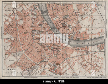 Basilea Basilea. Basilea. town city stadtplan. La Svizzera Suisse Schweiz, 1928 Mappa Foto Stock