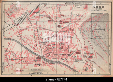 COIRE / Chur. Chur. town city stadtplan. La Svizzera Suisse Schweiz, 1938 Mappa Foto Stock