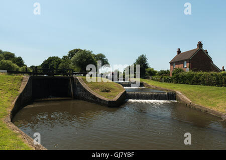 Serratura Papercourt sul fiume Wey a Ripley Surrey in Inghilterra REGNO UNITO Foto Stock