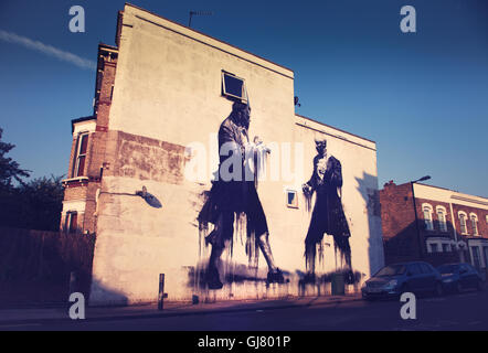 "Fight Club' graffiti da conor harrington. dulwich, Londra. 2014 street art - look vintage. Foto Stock