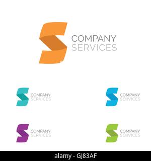 Lettera S logo design agli elementi del modello in diversi colori Illustrazione Vettoriale