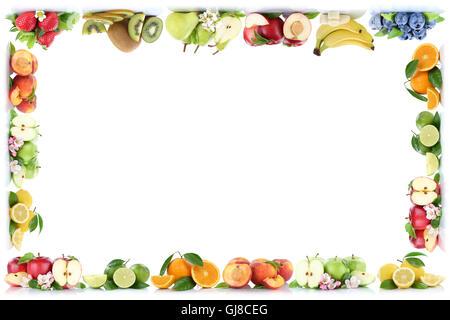 Frutti di colore arancione apple mele arance telaio con copyspace spazio copia Foto Stock