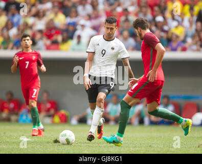 Il Brasile. 13 Ago, 2016. BRASILIA, Brasile ''"13 Agosto: Selke Davie del Alemanha gestisce la palla durante una partita tra Alemanha e del Portogallo come parte del Rio 2016 Giochi Olimpici a Mane Garrincha Stadium su Agosto13, 2016 a Brasilia, Brasile. (Foto di Bruno Spada Tripé Zuma premere (credito Immagine: © TripeFoto via ZUMA Press) Foto Stock